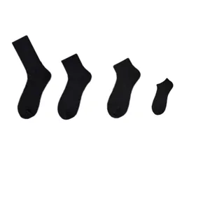 Men's black cotton socks set, breathable mesh design for summer sports and daily wear.