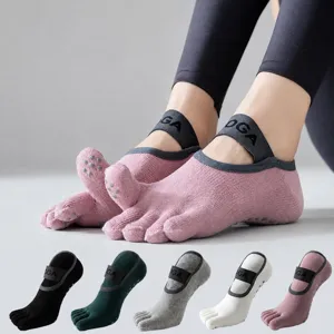 Chaussettes de Yoga à Cinq Doigts Antidérapantes Professionnelles pour Femmes Chaussettes de Sol de Pilates Respirantes Absorbantes pour Danse Intérieure