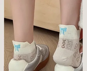 Women thin cute bow ankle socks sheer short socks summer trendy breathable hosiery