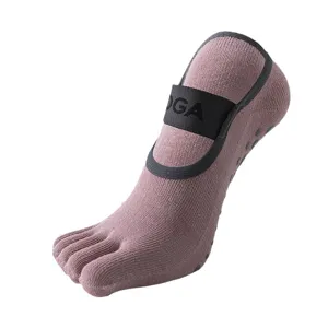 Chaussettes de yoga antidérapantes à cinq orteils pour femmes, chaussettes de sport respirantes.