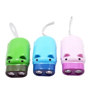 Mini lampe de poche LED presse manuelle cochon auto-alimentée lot de 3 pièces