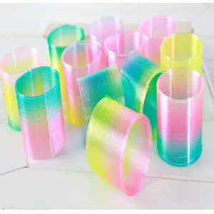 Juguete de resorte de plástico colorido, arco iris mágico slinky, juguete educativo antiestrés.