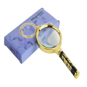 Draagbare handvergrootglas van 70 mm met antiek drakenpatroon handvat om te lezen.