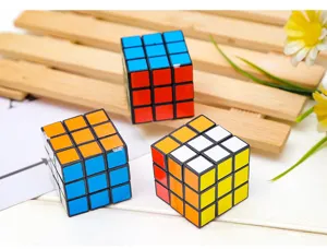 Mini 3cm 3x3 magic cube toy, black base educational puzzle decompression gift detail shot