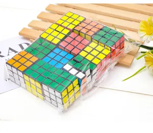 Mini 3x3 Rubik's cube bulk set, black base plastic puzzle toy, detail close-up view