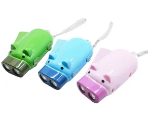 Mini mignon cochon presse manuelle lampe de poche LED auto-alimentée éclairage d'urgence.