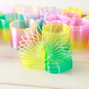Colorful plastic spring toy, magic rainbow slinky puzzle decompression gift for kids and adults.