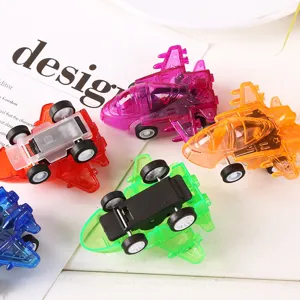 Mini cartoon pull back toy airplane model, colorful plastic fighter jet for kids play.
