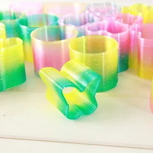 Colorful plastic magic spring toys set rainbow slinky stress relief toys for kids and adults