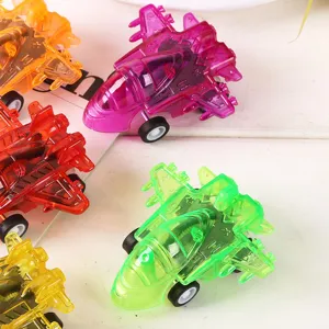 Colorful translucent mini pull-back toy airplane fighter jet model for kids children