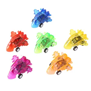 Colorful transparent mini pull-back fighter toy airplanes set for kids playtime fun.