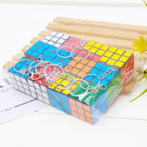 Mini 3x3 cube keychain puzzle toy pendant with metal ring for bag decoration