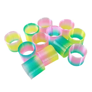 Conjunto de juguetes de resorte mágico arco iris con brillo colorido, divertido y clásico.