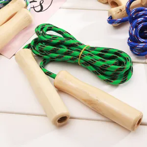 Corda per saltare in nylon con manico in legno per fitness sport allenamento principale