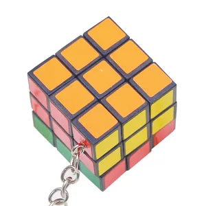 Mini 3x3 magic cube keychain educational puzzle toy portable metal chain pendant accessory