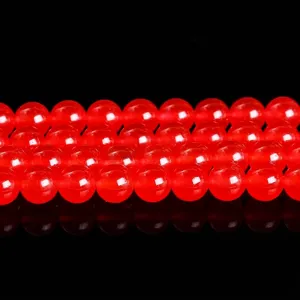 High-quality vibrant red chalcedony round loose beads for unique DIY jewelry making