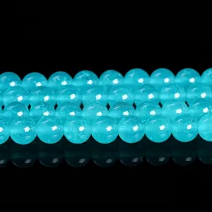 Vibrant blue chalcedony round beads for DIY jewelry and bracelet making