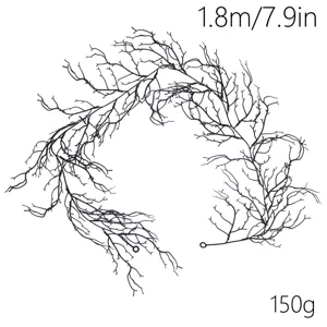 Detailed view of 1.8m Halloween black dead branch vine garland decoration weighing 150g