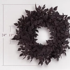 Maßangaben eines 24-Zoll künstlichen braunen Eukalyptus-Halloween-Kranzes im Detail