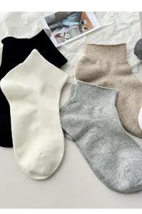 Comfortable women's short cotton socks in multi-colors, breathable and soft detail view.