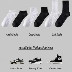 Summer breathable antibacterial cotton socks in short, mid and long tube styles for daily wear.