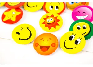 Colorful round tinplate smile badges set, cute emoticons button pins for backpack decor.