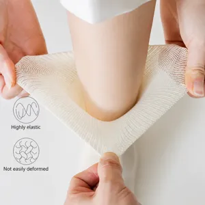 Women white cotton socks with high elastic cuff, comfortable seamless slouch socks.