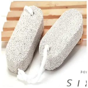 Natural volcanic foot pumice stone with hanging cord for exfoliating dead skin and calluses care.