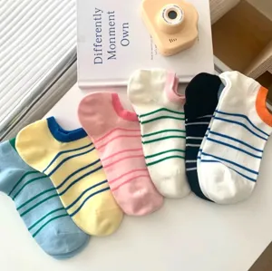 Korean style thin low cut socks, striped casual invisible socks for summer students.