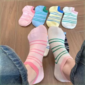 Korean style summer thin striped low cut invisible socks comfortable breathable student casual socks