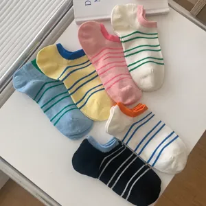 Women's Thin Invisible Low Cut Striped Socks Casual Breathable Summer Short Boat Socks Cotton Blend Daily Wear