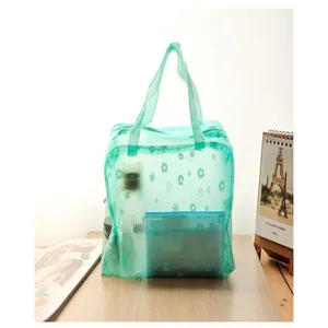 Bolsa de aseo impermeable de PVC con estampado floral, neceser transparente de viaje para cosméticos.