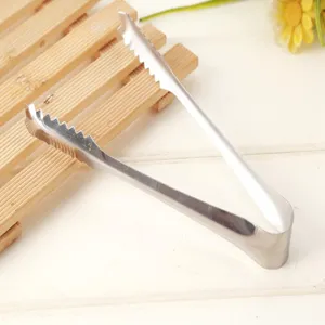 Stainless steel bread and ice tongs, 6-inch serrated utility tong for buffet and baking use.