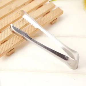 Stainless steel food tong detail view, ideal for ice, bread, pastries and kitchen BBQ.