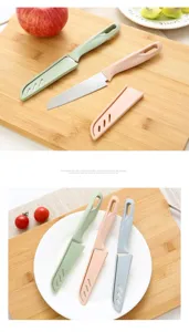 Nordic style portable stainless steel fruit knife with hollow protective scabbard kitchen tool
