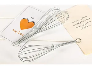 Manual wire egg whisk kitchen tool detail view stainless steel whisking tool for baking