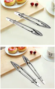 Stainless steel kitchen food tongs, heat resistant barbecue and bread clip for daily use.