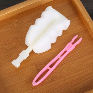 Cepillo de esponja corto plegable y desmontable para tazas con un mango de plástico.