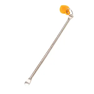Cérumen cure-oreilles en acier inoxydable avec pendentif cœur orange, outil de nettoyage d'oreil