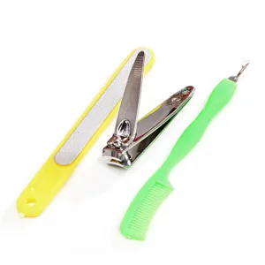 Set manicure 3 pezzi con tagliaunghie in acciaio inossidabile lima e strumento.