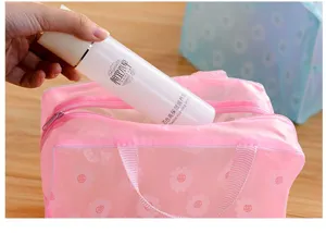 Reise Kosmetiktasche transparente wasserdichte Make-up Tasche mit Blumenmuster für Frauen