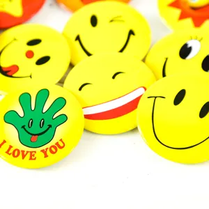 Yellow smiley face metal pin badge cute brooch cartoon button for backpack clothing decor