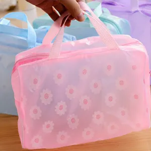 Tragbare Kulturtasche Wasserdicht Kosmetiketache Reise Make Up Tasche Blumendruck Transparent Aufbewahrungstasche Für Damen