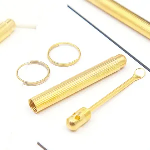 Tragbares Messing Ohrenschmalz Löffel Set Haushalt Reinigungswerkzeug mit Etui neu.