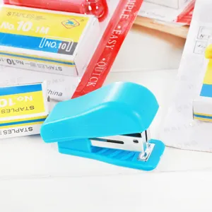 Creative mini stapler set with 10# staples, cute portable office school stationery tool.