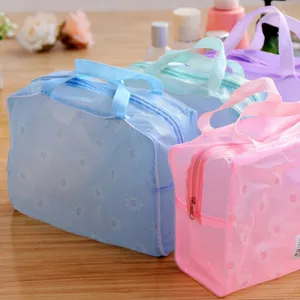 Transparente Kosmetiktasche mit Blumenmuster, große wasserdichte Make-up Tasche für Reisen.