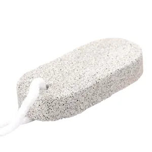 Natural volcanic pumice stone for foot exfoliation, dead skin remover with hanging rope.