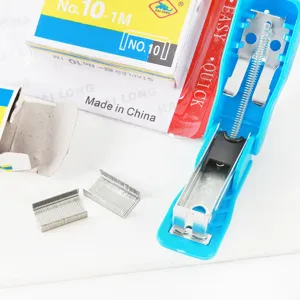 Cute mini stapler set with No.10 staples, portable plastic office stationery for students.