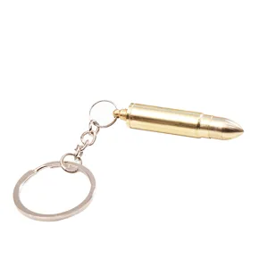 Metal bullet shaped keychain ear pick portable creative metal key ring pendant accessory.
