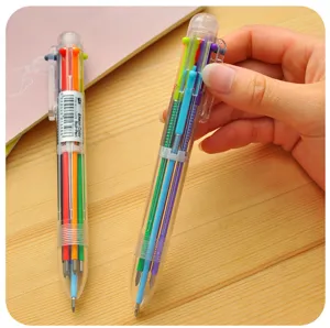 Boligrafo multicolor transparente 6 en 1, boligrafo de papeleria colorido para oficina escuela.